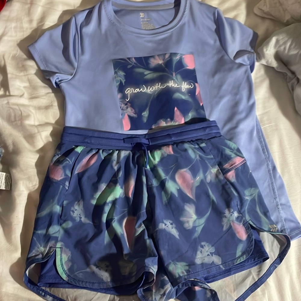 Cute matching athletic top and shorts for work-out